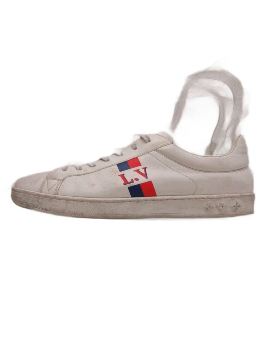 Louis Vuitton le Creasing Line Sneakers LV Logo Leather White 6.5